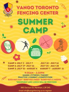 Vango Toronto Fencing Center Summer Camp 1 @ Vango Toronto Fencing Center